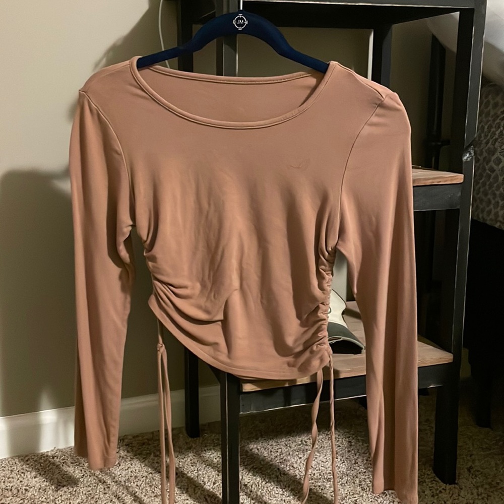 brown tie string top